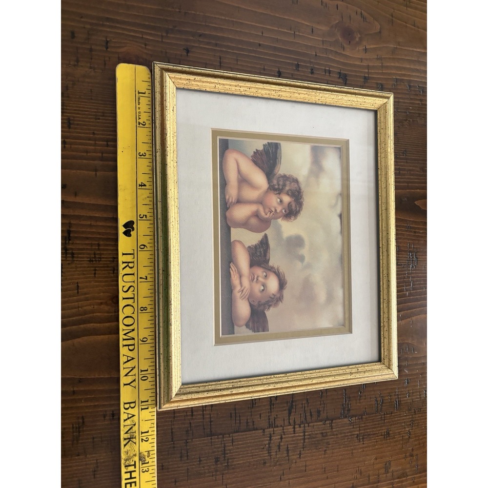 Vintage Celestial Cherub Angels Framed Print Gold Frame Romantic Baroque 9x11 - Picture 7 of 8